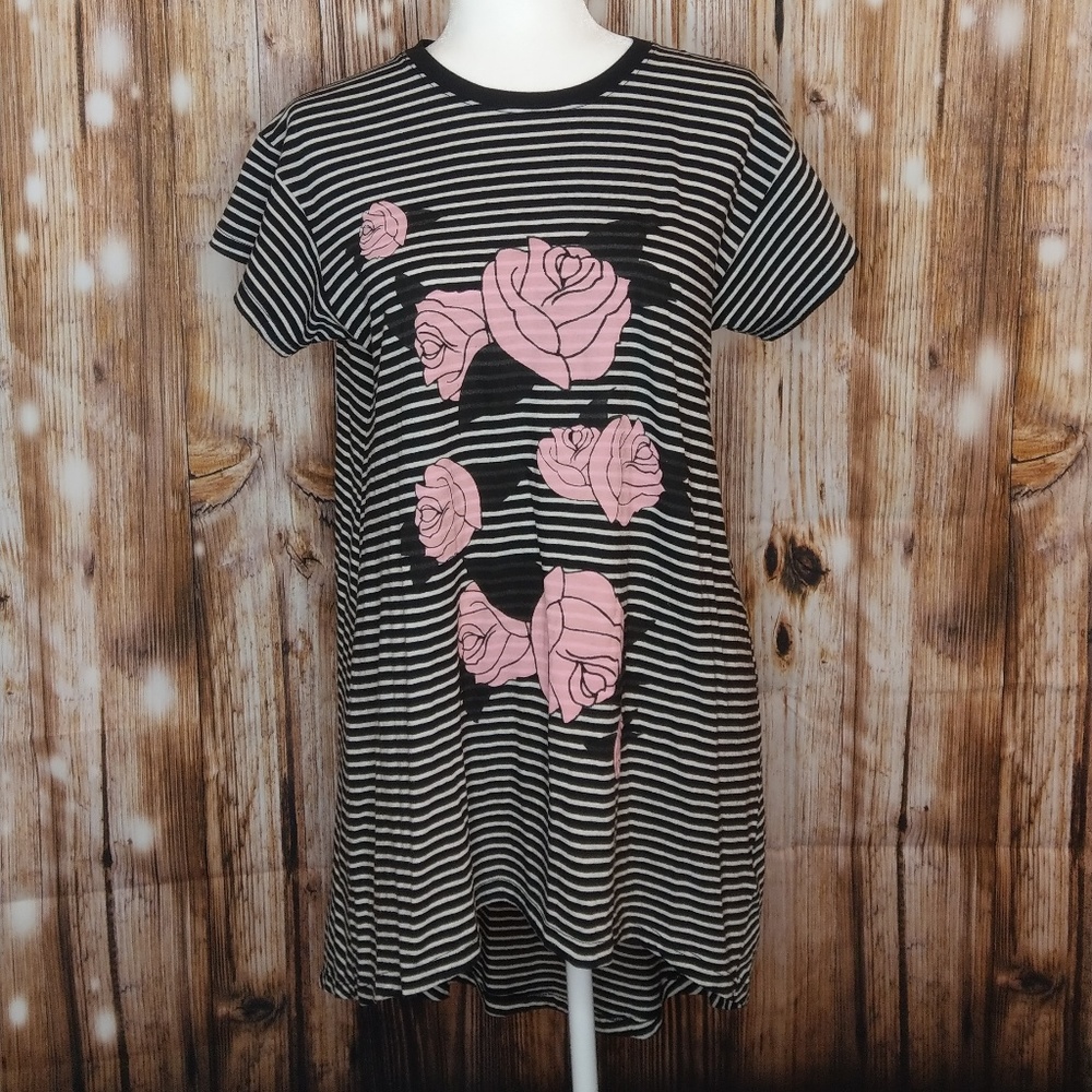 Wildfox, black and white striped tunic dress, S